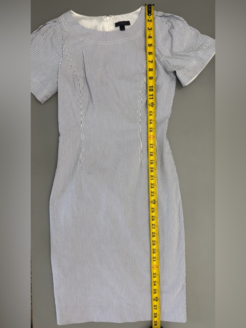 J. Crew Blue and White Striped Midi Seersucker Dress Size 4 - Picture 7 of 10